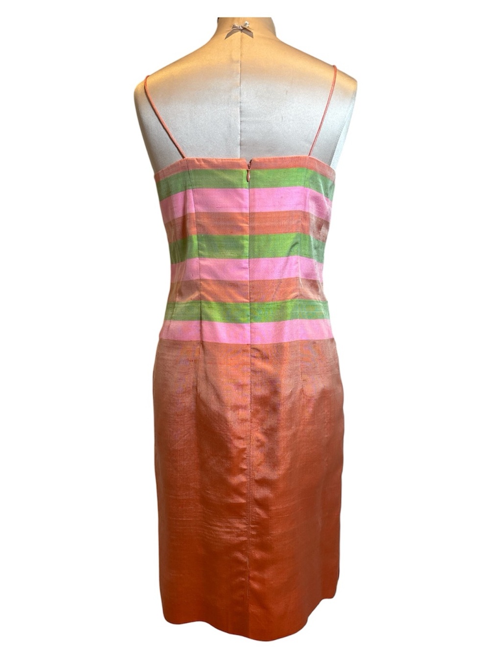 Vintage Silk Shantung Two Piece Suit Peach Pink Green Size Med Read Description - Picture 4 of 16